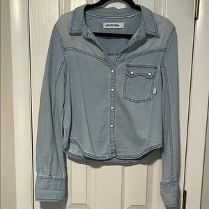 We The Free Sky Blue Denim Top NWOT